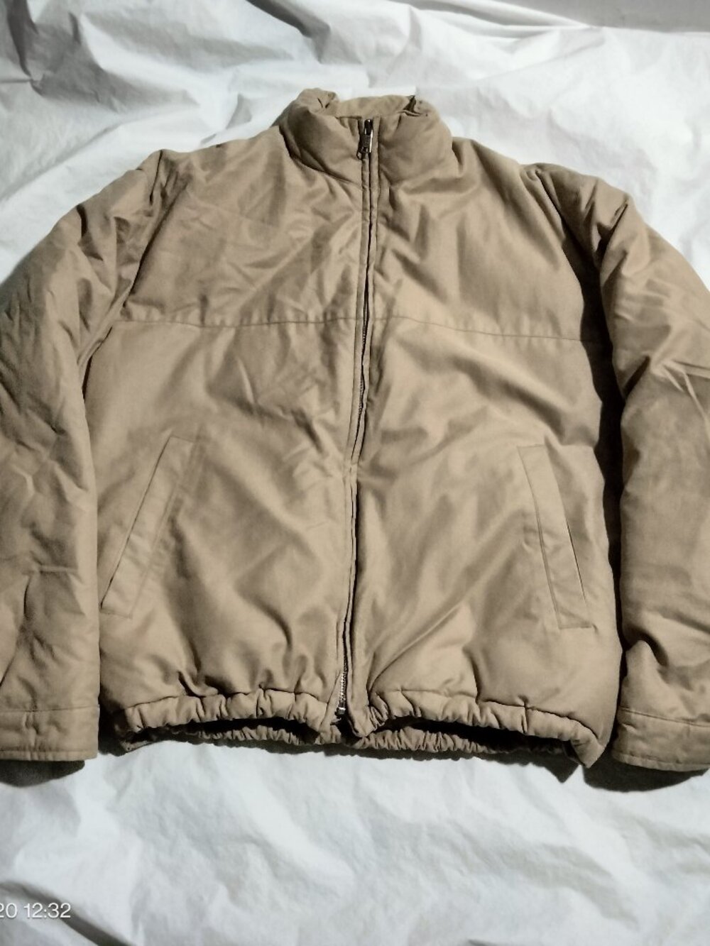 Vintage Polo Ralph Lauren Down Puffer Jacket Tan Beige Mens Medium 90s VTG